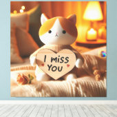 Toile Chat adorable peluche avec message de coeur (Insitu (Plancher de Bois))