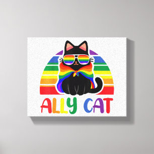 Toile Chat allié LGBT Soyez gentil Drapeau arc-en-ciel d