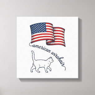 Toile Chat américain à poil dur patriotique Design vinta