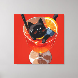 TOILE CHAT ANIME NOIR DANS UN VERRE DE JUS