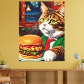 Toile Chat at at the Diner Commande un Cheeseburger (Insitu(Salon))
