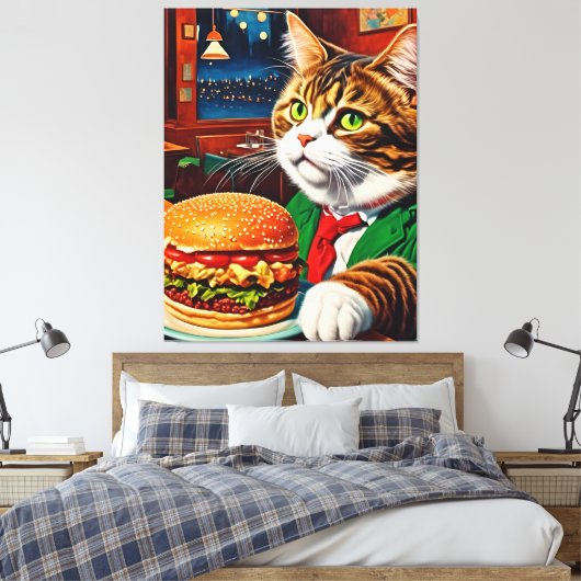 Toile Chat at at the Diner Commande un Cheeseburger (Insitu(Chambre))
