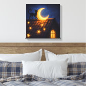 Toile Chat au Clair de Lune sur un Toit Étoilé (Insitu(Chambre))