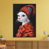 Toile chat au perle à la boucle d'oreille (Insitu(Salon))