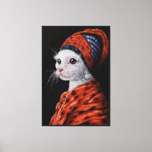 Toile chat au perle à la boucle d'oreille (Recto)