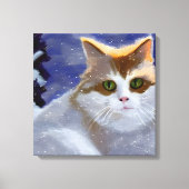 Toile Chat Aux Yeux Verts Lors D'Une Journée D'Hiver Nei (Recto)