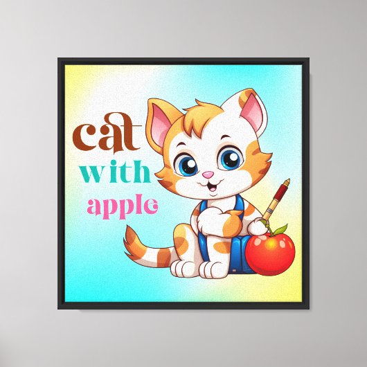 Toile Chat Avec Apple-85242 (Recto)