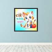 Toile Chat Avec Apple-85242 (Insitu (Plancher de Bois))