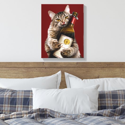 Toile Chat Avec Bouteille De Vin (Insitu(Chambre))