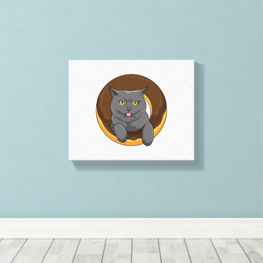 Toile Chat avec Donut (Insitu (Plancher de Bois))