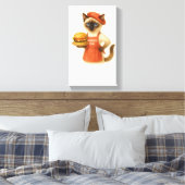 Toile Chat avec hamburger pour la décoration de cuisine (Insitu(Chambre))