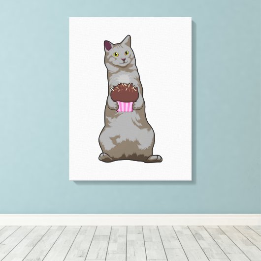 Toile Chat avec muffin (Insitu (Plancher de Bois))