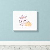 Toile Chat avec sorcière Casquette et Citrouille sourian (Insitu (Plancher de Bois))