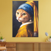Toile Chat avec une oreille de perle | Funny Vermeer Par (Insitu(Salon))