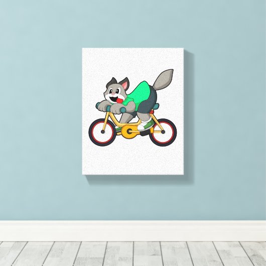 Toile Chat avec vélo (Insitu (Plancher de Bois))