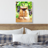 Toile Chat avec verre de vin (Insitu(Chambre))