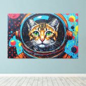 TOILE CHAT BENGALI DANS L'ESPACE-16 (Insitu (Plancher de Bois))