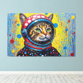 TOILE CHAT BENGALI DANS L'ESPACE-17 (Insitu (Plancher de Bois))