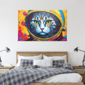 TOILE CHAT BENGALI DANS L'ESPACE-18 (Insitu(Chambre))