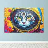 TOILE CHAT BENGALI DANS L'ESPACE-18 (Insitu (Plancher de Bois))