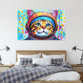 TOILE CHAT BENGALI DANS L'ESPACE-22 (Insitu(Chambre))