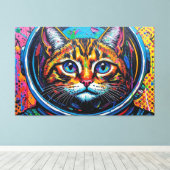 TOILE CHAT BENGALI DANS L'ESPACE-5 (Insitu (Plancher de Bois))