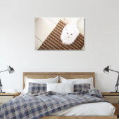 Toile Chat blanc assis sur le tapis (Insitu(Chambre))