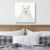 Toile Chat blanc avec plumes (Insitu(Chambre))