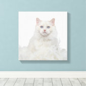 Toile Chat blanc avec plumes (Insitu (Plancher de Bois))