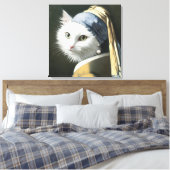 Toile Chat Blanc Avec une Perle à l'Oreille (Insitu(Chambre))