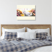 Toile Chat blanc dans le champ de fleurs Ai Art (Insitu(Chambre))