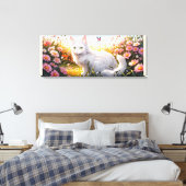 Toile Chat blanc dans le champ de fleurs Ai Art (Insitu(Chambre))