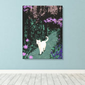 Toile Chat blanc dans une ancienne forêt (Insitu (Plancher de Bois))