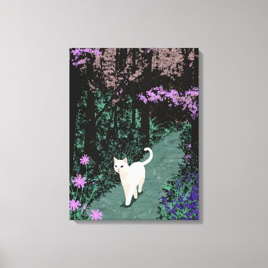Toile Chat blanc dans une ancienne forêt (Recto)
