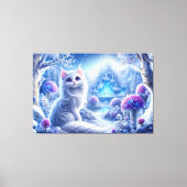 Toile Chat blanc élégant dans un royaume magique neigeux (Recto)