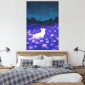 Toile Chat blanc en fleurs de minuit (Insitu(Chambre))