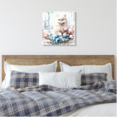 Toile Chat Blanc Fluffé Bleu Oyé Dans Une Fenêtre (Insitu(Chambre))