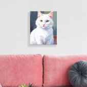 Toile Chat Blanc | Peinture de Chat de Compagnie à l'Aqu (Insitu(Salon))