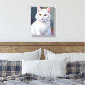 Toile Chat Blanc | Peinture de Chat de Compagnie à l'Aqu (Insitu(Chambre))