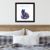 Toile Chat bleu noir Fleurs Joli Minou (Insitu(Chambre))