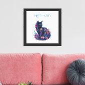 Toile Chat bleu noir Fleurs Joli Minou (Insitu(Salon))