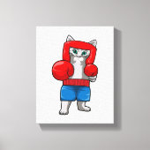 Toile Chat Boxe avec gants de boxe (Recto)
