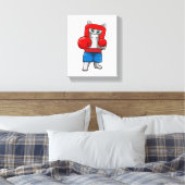 Toile Chat Boxe avec gants de boxe (Insitu(Chambre))