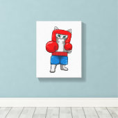 Toile Chat Boxe avec gants de boxe (Insitu (Plancher de Bois))