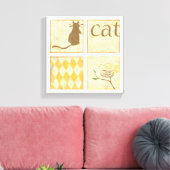 Toile Chat Brown et oiseau jaune par Chariklia Zarris (Insitu(Salon))