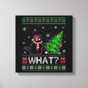 Toile Chat Ce Chat Noir Drôle Poussant Arbre De Noël