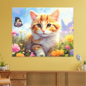 Toile *~*  Chat Chaton 5:4  Papillon Fleurs Chaton AP68 (Insitu(Salon))