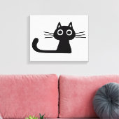Toile Chat chaton noir et blanc Quirty Art animal noir (Insitu(Salon))