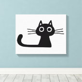 Toile Chat chaton noir et blanc Quirty Art animal noir (Insitu (Plancher de Bois))