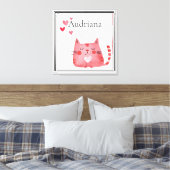 Toile Chat Coeurs roses (Insitu(Chambre))